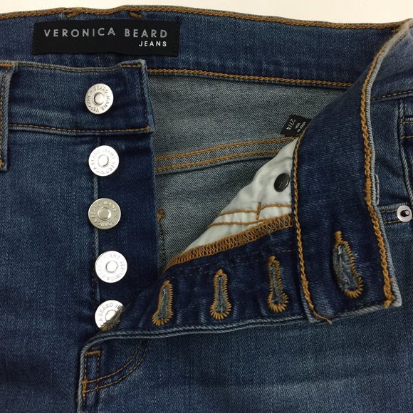 VERONICA BEARD Beacon Wash Carolyn Baby Boot High Rise Raw Asymmetric Hem Jeans - Picture 6 of 12